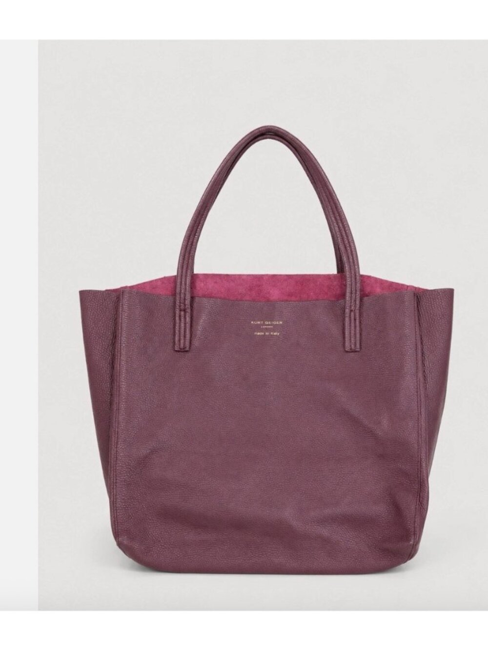Kurt Geiger London Womens Horizontal Tote Shoulder Bag Violet Purple Leather NWT